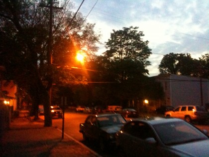 looking west toward S. Laurel Street intersection