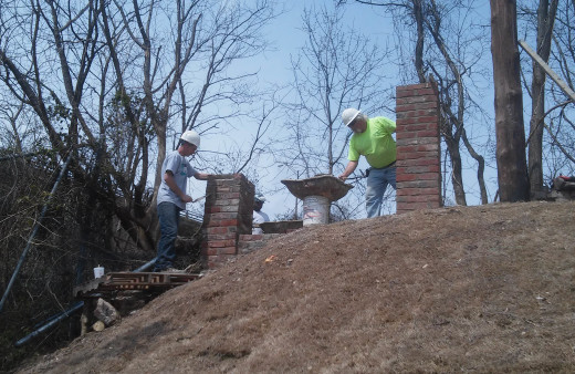 Tredegar wall rebuild