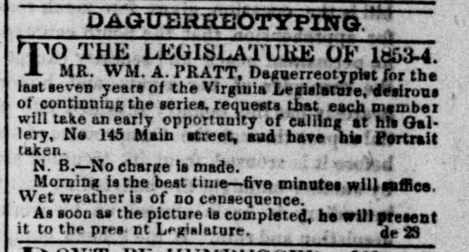 Pratt advertisement Feb 6 1854 Daily Dispatch
